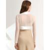 imageAllegra K Womens Satin Shrugs for Evening Dress Open Front Mesh Cardigan Elegant Wedding BoleroWhite