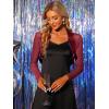 imageAllegra K Womens Satin Shrugs for Evening Dress Open Front Mesh Cardigan Elegant Wedding BoleroWine Red