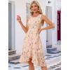 imageAllegra K Womens Summer Dresses 2025 Wrap Ruffle High Low Hem Round Neck Keyhole Back Sleeveless Floral DressApricot