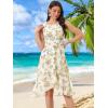 imageAllegra K Womens Summer Dresses 2025 Wrap Ruffle High Low Hem Round Neck Keyhole Back Sleeveless Floral DressBeige