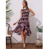 imageAllegra K Womens Summer Dresses 2025 Wrap Ruffle High Low Hem Round Neck Keyhole Back Sleeveless Floral DressBlack