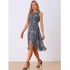imageAllegra K Womens Summer Dresses 2025 Wrap Ruffle High Low Hem Round Neck Keyhole Back Sleeveless Floral DressBlue Grey