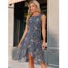 imageAllegra K Womens Summer Dresses 2025 Wrap Ruffle High Low Hem Round Neck Keyhole Back Sleeveless Floral DressBlue Grey