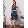 imageAllegra K Womens Summer Dresses 2025 Wrap Ruffle High Low Hem Round Neck Keyhole Back Sleeveless Floral DressDark Blue