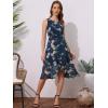 imageAllegra K Womens Summer Dresses 2025 Wrap Ruffle High Low Hem Round Neck Keyhole Back Sleeveless Floral DressDark Blue