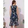 imageAllegra K Womens Summer Dresses 2025 Wrap Ruffle High Low Hem Round Neck Keyhole Back Sleeveless Floral DressDark Blue