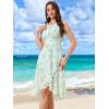 imageAllegra K Womens Summer Dresses 2025 Wrap Ruffle High Low Hem Round Neck Keyhole Back Sleeveless Floral DressLight Green