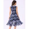 imageAllegra K Womens Summer Dresses 2025 Wrap Ruffle High Low Hem Round Neck Keyhole Back Sleeveless Floral DressNavy Blue