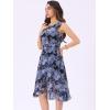 imageAllegra K Womens Summer Dresses 2025 Wrap Ruffle High Low Hem Round Neck Keyhole Back Sleeveless Floral DressNavy Blue