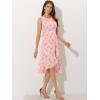 imageAllegra K Womens Summer Dresses 2025 Wrap Ruffle High Low Hem Round Neck Keyhole Back Sleeveless Floral DressPink