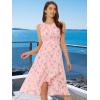 imageAllegra K Womens Summer Dresses 2025 Wrap Ruffle High Low Hem Round Neck Keyhole Back Sleeveless Floral DressPink