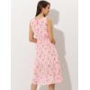 imageAllegra K Womens Summer Dresses 2025 Wrap Ruffle High Low Hem Round Neck Keyhole Back Sleeveless Floral DressPink