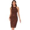 imageAllegra K Halter Formal Dress for Womens Sleeveless Bodycon Wedding Guest Cocktail Lace Sheath DressBrown