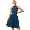 imageAllegra K Pleated Dress for Womens Sleeveless 2024 Summer Bow Tie Neck Party Cocktail DressesNavy Blue