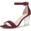 imageAllegra K Womens Ankle Strap Clear Heel Chunky Heels SandalsBurgundy