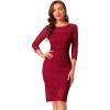 imageAllegra K Womens Elegant Mesh Sheer Long Sleeve Stretch Knit Floral Lace Bodycon DressRed