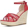 imageAllegra K Womens Espadrilles Lace Wedges Wedge SandalsRed