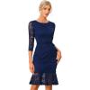 imageAllegra K Womens Fishtail Dresses 34 Sleeve Elegant Evening Cocktail Lace DressDark Blue