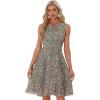 imageAllegra K Womens Floral Print Summer ALine Below Knee Length Sleeveless Pleated DressGray Green