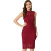 imageAllegra K Womens Lace Bodycon Dress Wedding Guest Elegant Sleeveless Cut Out Back Cocktail Party Sheath DressWine