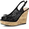 imageAllegra K Womens Lace Platform Wedges Wedge Heel SandalsBlack