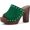 imageAllegra K Womens Open Toe Platform Block Heel Slides SandalsGreen