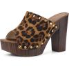 imageAllegra K Womens Open Toe Platform Block Heel Slides SandalsLeopard