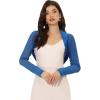 imageAllegra K Womens Satin Shrugs for Evening Dress Open Front Mesh Cardigan Elegant Wedding BoleroRoyal Blue