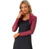 imageAllegra K Womens Satin Shrugs for Evening Dress Open Front Mesh Cardigan Elegant Wedding BoleroWine Red