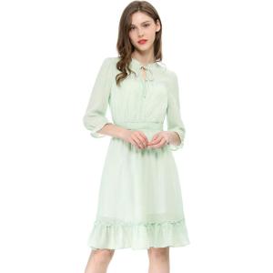 imageAllegra K Womens Casual Dresses 34 Sleeve Summer Boho Chiffon Wedding Guest DressGreen