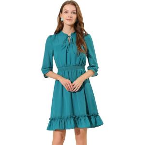 imageAllegra K Womens Casual Dresses 34 Sleeve Summer Boho Chiffon Wedding Guest DressLake Green