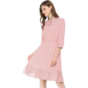 imageAllegra K Womens Casual Dresses 34 Sleeve Summer Boho Chiffon Wedding Guest DressPink