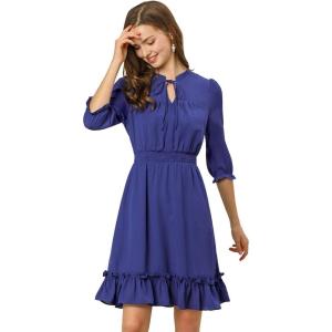 imageAllegra K Womens Casual Dresses 34 Sleeve Summer Boho Chiffon Wedding Guest DressRoyal Blue