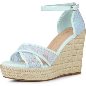 imageAllegra K Womens Espadrilles Lace Wedges Wedge SandalsLight Blue