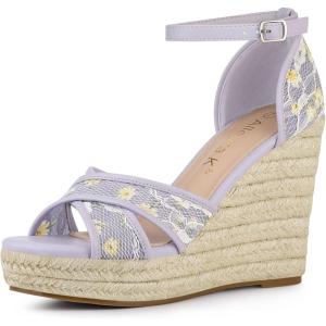 imageAllegra K Womens Espadrilles Lace Wedges Wedge SandalsPurple Yellow
