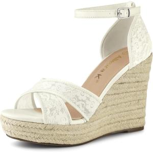 imageAllegra K Womens Espadrilles Lace Wedges Wedge SandalsWhite