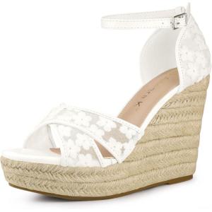 imageAllegra K Womens Espadrilles Lace Wedges Wedge SandalsWhite Flower