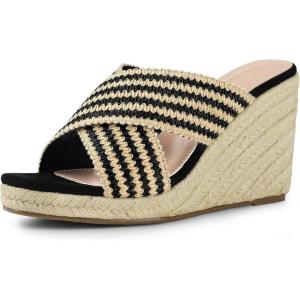 imageAllegra K Womens Espadrilles Wedges Slide Wedge SandalsBlack