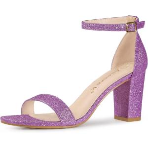 imageAllegra K Womens Gradient Glitter Heels Chunky Heels SandalsPurple