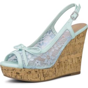 imageAllegra K Womens Lace Platform Wedges Wedge Heel SandalsLight Blue