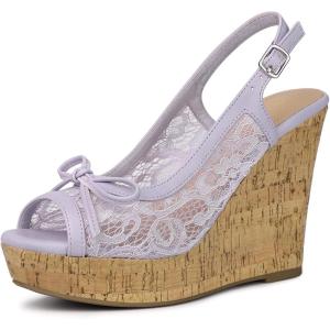 imageAllegra K Womens Lace Platform Wedges Wedge Heel SandalsPurple Flower