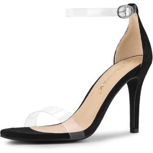 imageAllegra K Womens Open Toe Clear Ankle Strap Stiletto Heel SandalsBlack