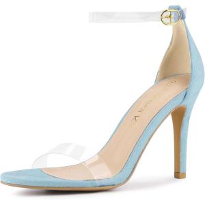 imageAllegra K Womens Open Toe Clear Ankle Strap Stiletto Heel SandalsSky Blue