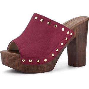 imageAllegra K Womens Open Toe Platform Block Heel Slides SandalsBurgundy