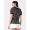 imageAllegra K Halloween Peter Pan Collar Blouse for Womens Button Decor Vintage Tweed Top ShirtBlack