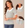imageAllegra K Halloween Peter Pan Collar Blouse for Womens Button Decor Vintage Tweed Top ShirtBlack White