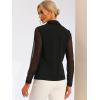 imageAllegra K Office Blouse for Womens Point Collar V Neck Button Down Mesh Sleeve Work ShirtBlack