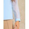 imageAllegra K Office Blouse for Womens Point Collar V Neck Button Down Mesh Sleeve Work ShirtLight Blue