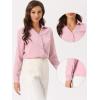 imageAllegra K Office Blouse for Womens Point Collar V Neck Button Down Mesh Sleeve Work ShirtPink