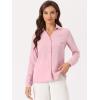 imageAllegra K Office Blouse for Womens Point Collar V Neck Button Down Mesh Sleeve Work ShirtPink